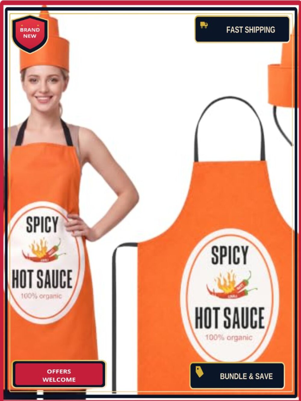 Condiment Costume Set Aprons Cone Headbands Polyester Adult One Size